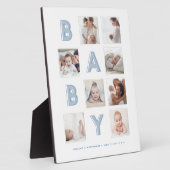 Blue Baby Letters Newborn Baby Photo Grid Collage Fotoplaat (Zijkant)