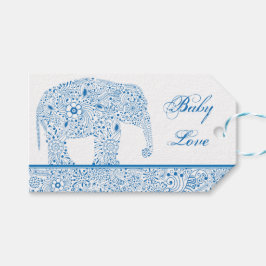 Blue Baby Love Elephant Gift Label Cadeaulabel