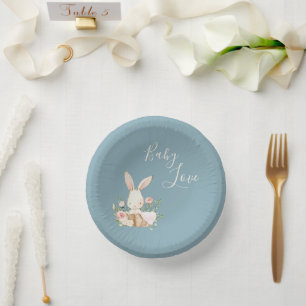 Blue Baby Love Script Baby shower Paper Bowls Papieren Kommen