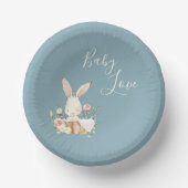 Blue Baby Love Script Baby shower Paper Bowls Papieren Kommen (Voorkant)