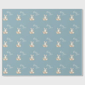 Blue Baby Love Script Elegant Baby shower Cadeaupapier (Vlak)