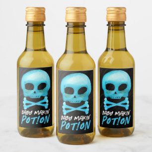 Blue Baby Makin' Potion Halloween Baby shower Wijn Etiket