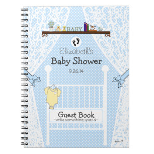 Blue Baby Nursery-Baby shower Guest Book- Notitieboek