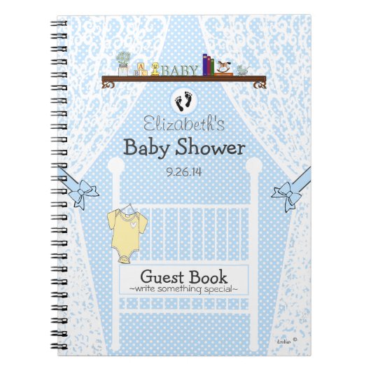 Blue Baby Nursery-Baby shower Guest Book- Notitieboek (Voorkant)
