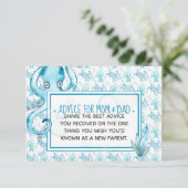 Blue Baby Octopus Baby shower Advice voor moeder e Advieskaart (Staand voorkant)