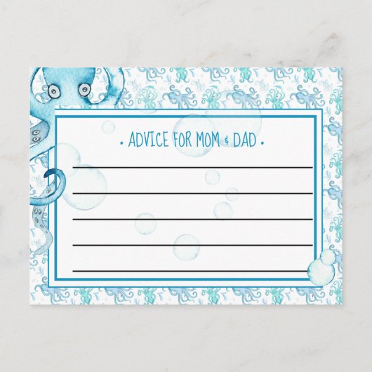 Blue Baby Octopus Baby shower Advice voor moeder e Briefkaart (Achterkant)
