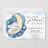 Blue baby olifant douche per mail baby shower kaart (Voorkant)