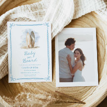 Blue Baby on Board Beach Baby shower Uitnodiging