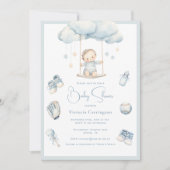 Blue Baby op Cloud Boy Baby shower Kaart (Voorkant)