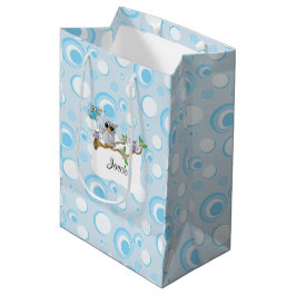 Blue Baby Owl Baby shower Medium Cadeauzakje