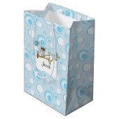 Blue Baby Owl Baby shower Medium Cadeauzakje (Achterkant Gekanteld)