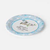Blue Baby Owl Baby shower thema Papieren Bordje (Gekanteld)