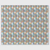 Blue Baby Peuter Teddy Bear Gift Wrapping Paper Cadeaupapier (Vlak)
