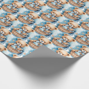 Blue Baby Peuter Teddy Bear Gift Wrapping Paper Cadeaupapier