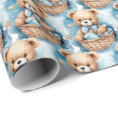 Blue Baby Peuter Teddy Bear Gift Wrapping Paper Cadeaupapier (Rol Hoek)