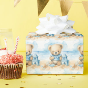 Blue Baby Peuter Teddy Bear Gift Wrapping Paper Cadeaupapier