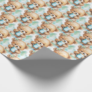 Blue Baby Peuter Teddy Bear Gift Wrapping Paper Cadeaupapier