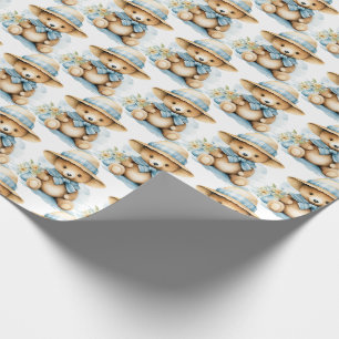 Blue Baby Peuter Teddy Bear Gift Wrapping Paper Cadeaupapier
