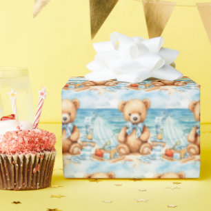 Blue Baby Peuter Teddy Bear Gift Wrapping Paper Cadeaupapier