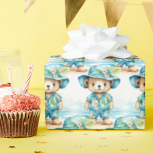 Blue Baby Peuter Teddy Bear Gift Wrapping Paper Cadeaupapier