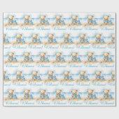 Blue Baby Peuter Teddy Bear Gift Wrapping Paper Cadeaupapier (Vlak)