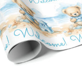 Blue Baby Peuter Teddy Bear Gift Wrapping Paper Cadeaupapier (Rol Hoek)
