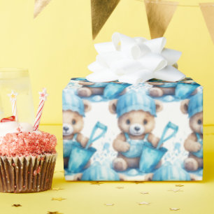 Blue Baby Peuter Teddy Bear Gift Wrapping Paper Cadeaupapier