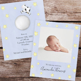 Blue Baby Photo Nursery Rhyme Custom Aankondiging