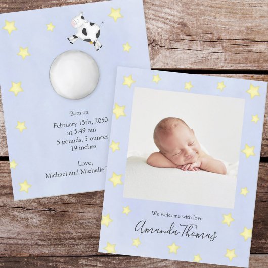 Blue Baby Photo Nursery Rhyme Custom Aankondiging