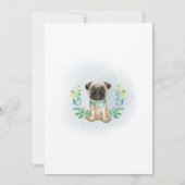 Blue Baby Pug Birthday Party Invitation Kaart (Achterkant)