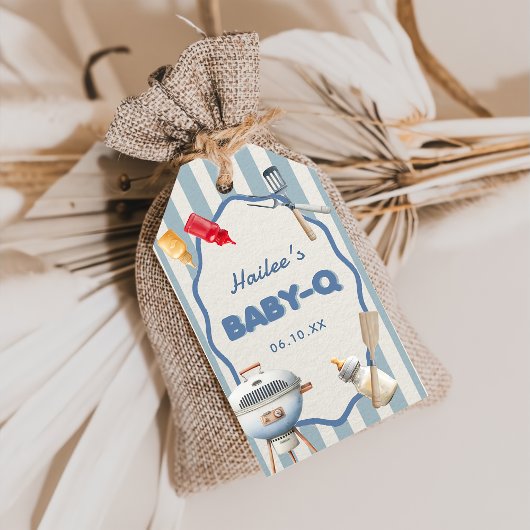 Blue Baby-Q Baby shower Gift Labels Cadeaulabel