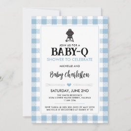 Blue Baby-Q Baby Shower Invitation | BBQ Party Kaart