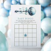 Blue Baby Rattle Boy Baby shower Bingo Game Kaart