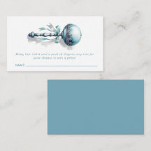 Blue Baby Rattle Boy Luier Raffle Ticket Kaart