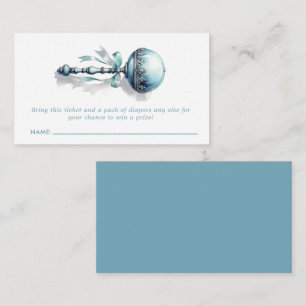 Blue Baby Rattle Boy Luier Raffle Ticket Kaart