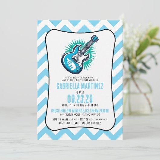 Blue Baby Rock Baby shower Kaart (Staand voorkant)