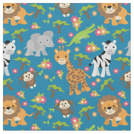 Blue Baby Safari Fabric Stof