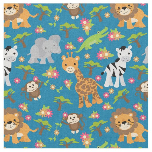 Blue Baby Safari Fabric Stof (Close Up)
