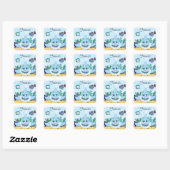 Blue Baby Shark gepersonaliseerd Vierkante Sticker (Vel)