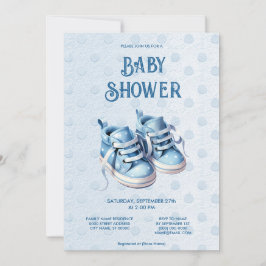 Blue Baby Shoes Baby shower Invitation Kaart