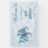 Blue Baby Shoes Baby shower Welkom Spandoek (Verticaal)