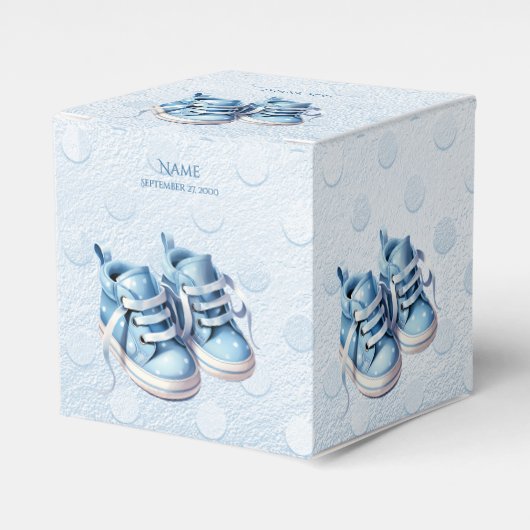 Blue Baby Shoes Favor Box Bedankdoosjes (Voorkant Zijde)
