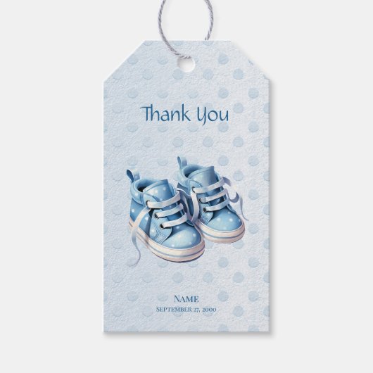 Blue Baby Shoes Gift Label Cadeaulabel (Voorkant)