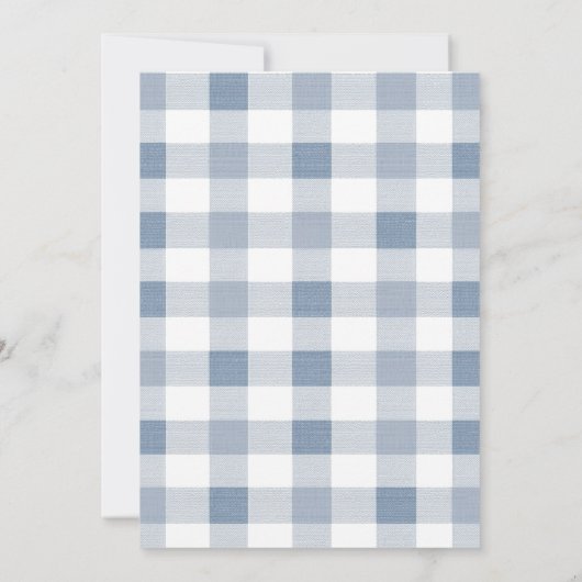 Blue Baby Shoes Gingham Boy Booties Baby shower Kaart (Achterkant)