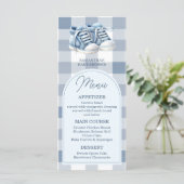 Blue Baby Shoes Gingham Boy Booties Baby Shower Menu (Staand voorkant)