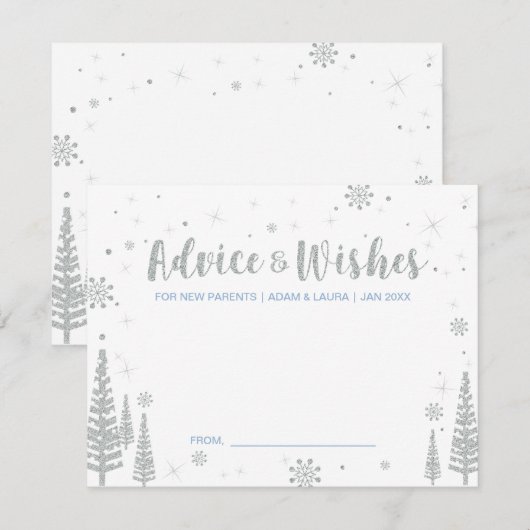 Blue Baby shower Advice Kaart voor moeder, ouders (Voorkant / Achterkant)