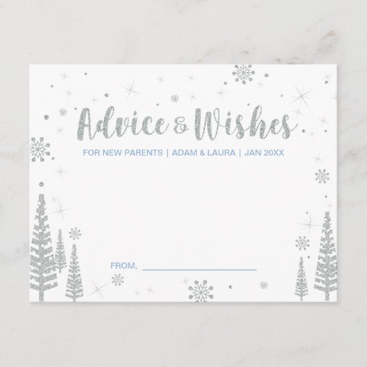 Blue Baby shower Advice Kaart voor moeder, ouders (Voorkant)