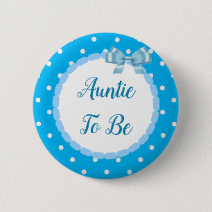 Blue Baby shower Auntie Ronde Button 5,7 Cm