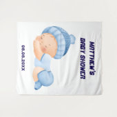 Blue Baby Shower, Baby Boy Party Backdrop Wandkleed (Voorkant (horizontaal))