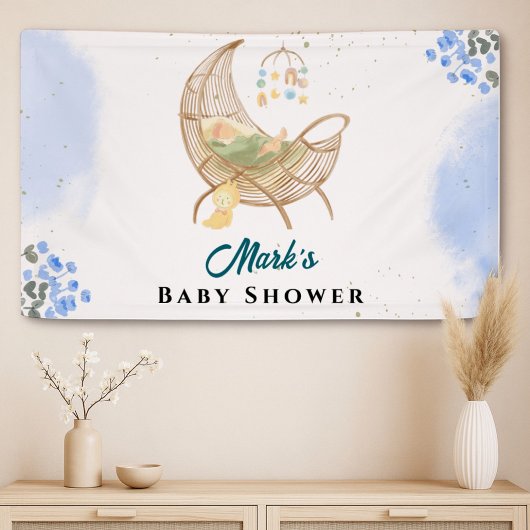 Blue Baby Shower Banner – Custom Name & Event